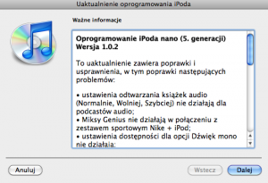 iPod nano 5G firmware oprogramowanie 1.0.2