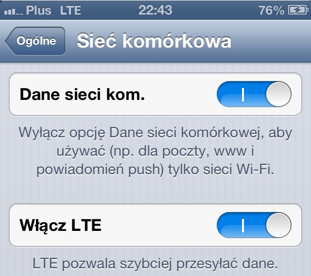 LTE w Plus - iPhone 5